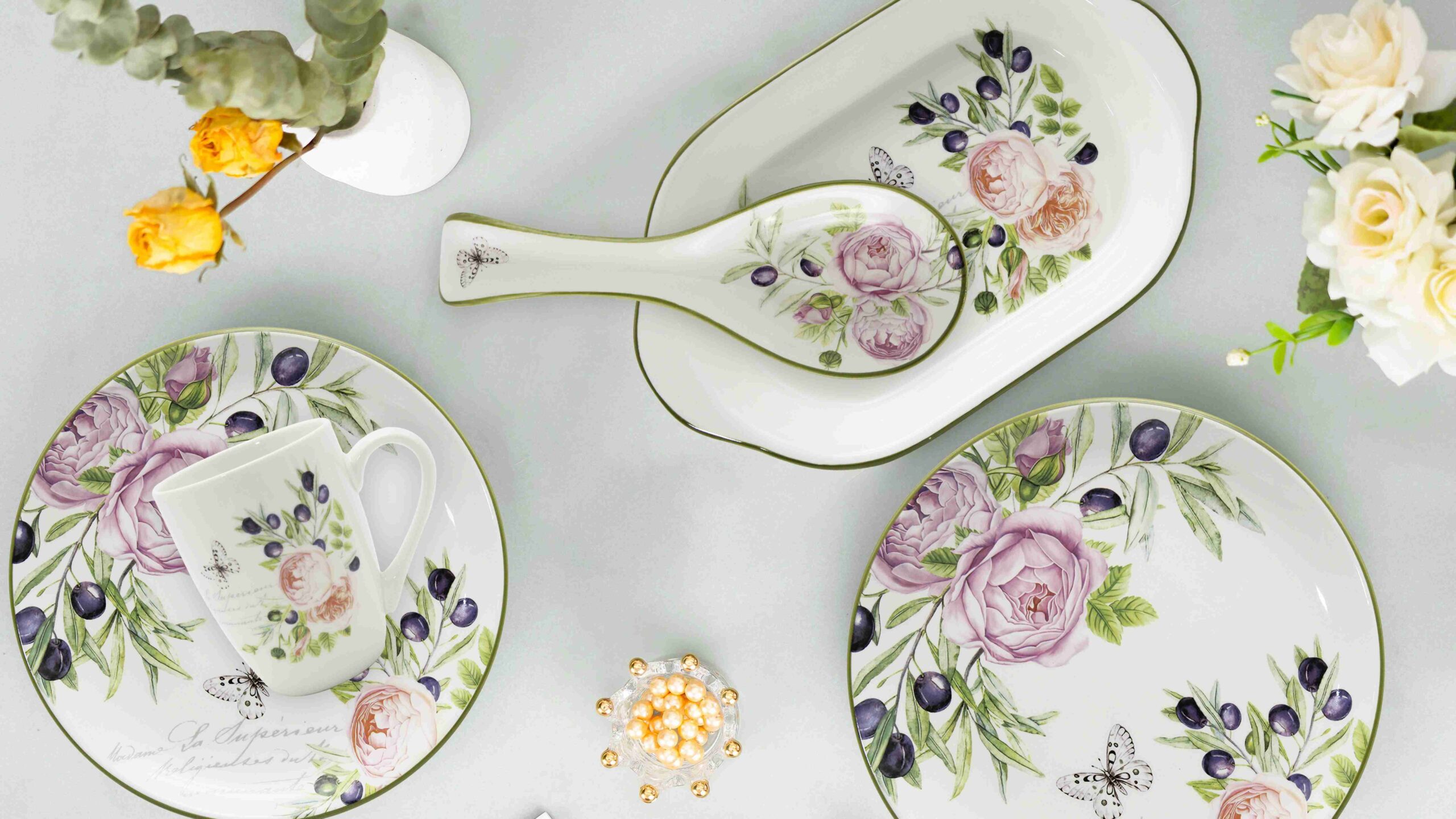 Ceramic kitchenware dolomte dinnerware set 5 pcs